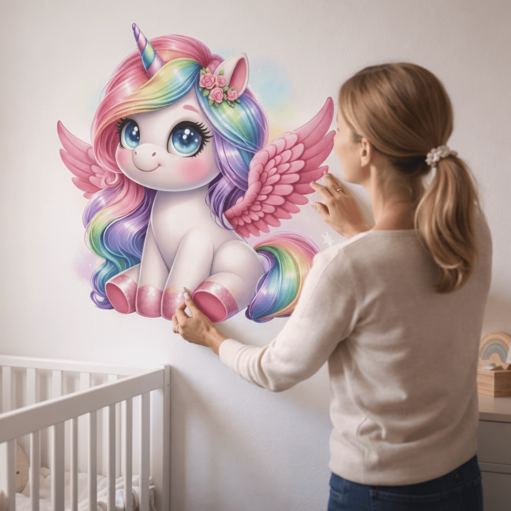 Stickers autocollants muraux pour une pièce d'enfant belle licorne - Bébé Bambin