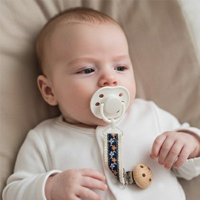 Attache Tétine Clip Métal & Embout Bois | Design Scandinave | 0-36 mois - Bébé Bambin