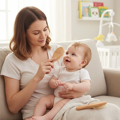 Brosse à cheveux en bois naturel pour bebe ultra-douce avec ses poils extra souples - Le Monde de Charlo & Clara