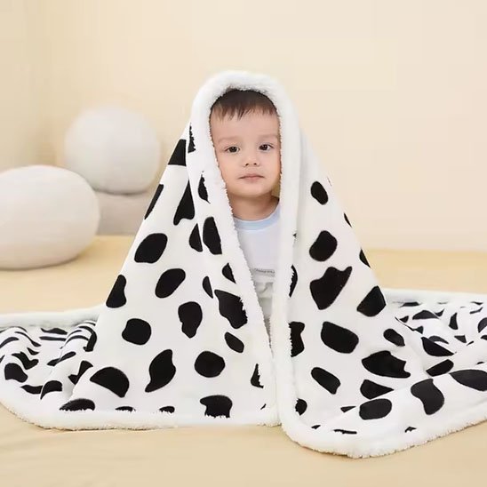 Couverture Bébé Flanelle & Sherpa | Capuche Intégrée | Lapins & Oursons - Bébé Bambin