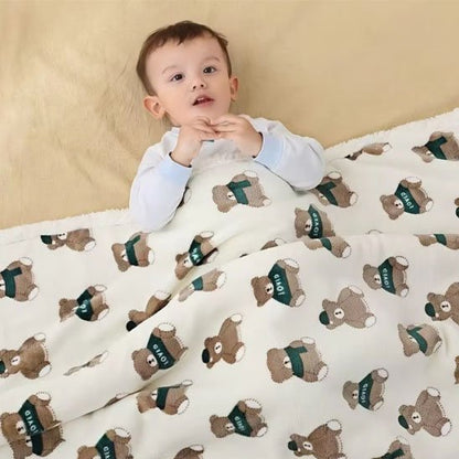 Couverture Bébé Flanelle & Sherpa | Capuche Intégrée | Lapins & Oursons - Bébé Bambin
