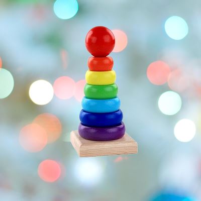 Jouet en Bois - WoodenToys™ - Tour arc - en - ciel - Bébé Bambin