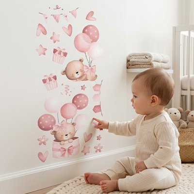Stickers autocollant muraux chambre | Jouons petits ours - Bébé Bambin