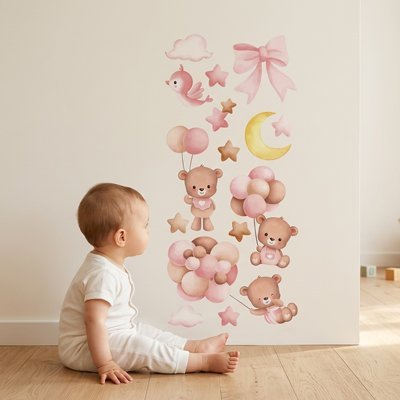 Stickers autocollant muraux chambre | Jouons petits ours - Bébé Bambin