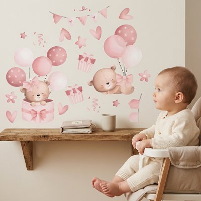 Stickers autocollant muraux chambre | Jouons petits ours - Bébé Bambin
