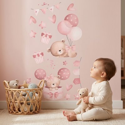 Stickers autocollant muraux chambre | Jouons petits ours - Bébé Bambin