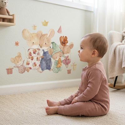 Stickers autocollant muraux enfant | Amies souris - Bébé Bambin