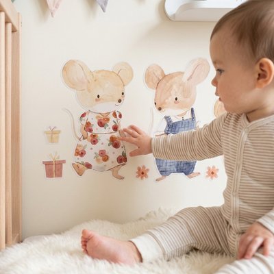 Stickers autocollant muraux enfant | Amies souris - Bébé Bambin