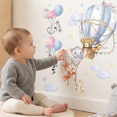 Stickers autocollants muraux chambre | Déco Facile animaux ballons - Bébé Bambin
