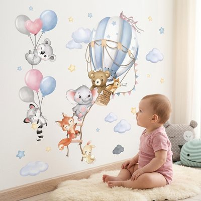 Stickers autocollants muraux chambre | Déco Facile animaux ballons - Bébé Bambin