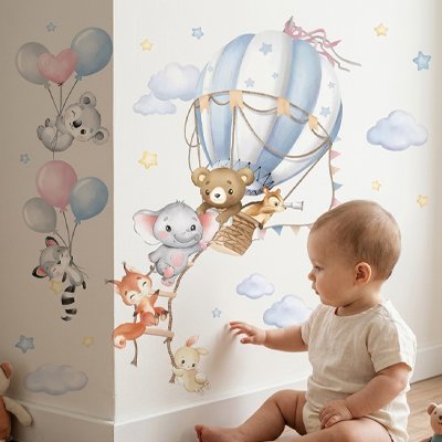 Stickers autocollants muraux chambre | Déco Facile animaux ballons - Bébé Bambin