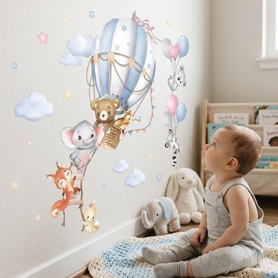 Stickers autocollants muraux chambre | Déco Facile animaux ballons - Bébé Bambin