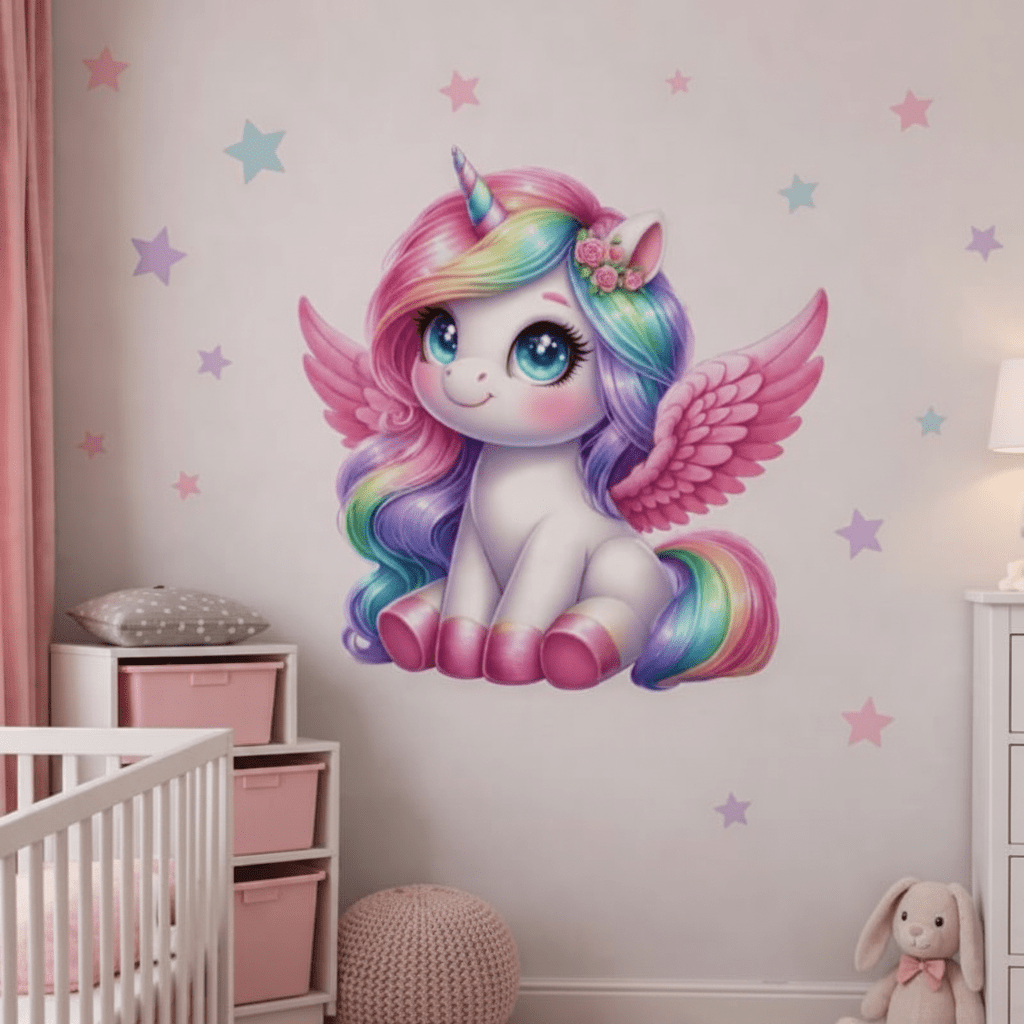 Stickers autocollants muraux pour une pièce d'enfant belle licorne - Bébé Bambin