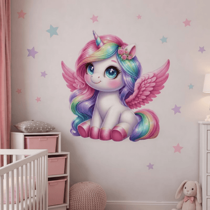 Stickers autocollants muraux pour une pièce d'enfant belle licorne - Bébé Bambin