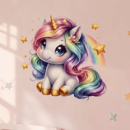 Stickers autocollants muraux pour une pièce d'enfant belle licorne - Bébé Bambin