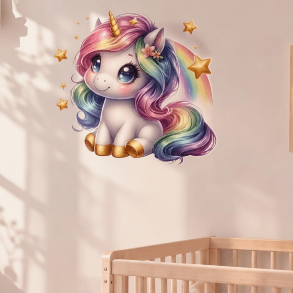Stickers autocollants muraux pour une pièce d'enfant belle licorne - Bébé Bambin