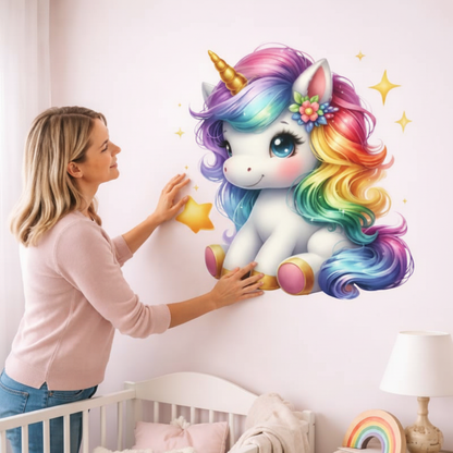 Stickers autocollants muraux pour une pièce d'enfant belle licorne - Bébé Bambin