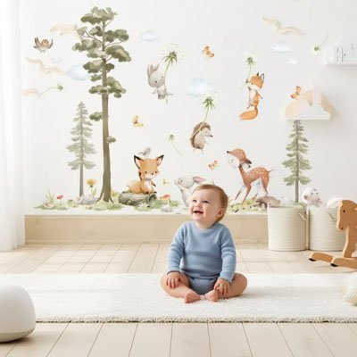 Stickers muraux enfant | Fôret - Savane - Bébé Bambin