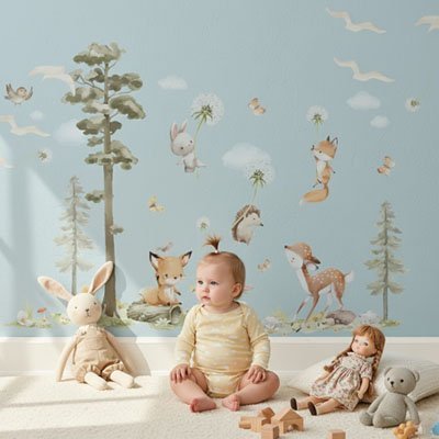 Stickers muraux enfant | Fôret - Savane - Bébé Bambin
