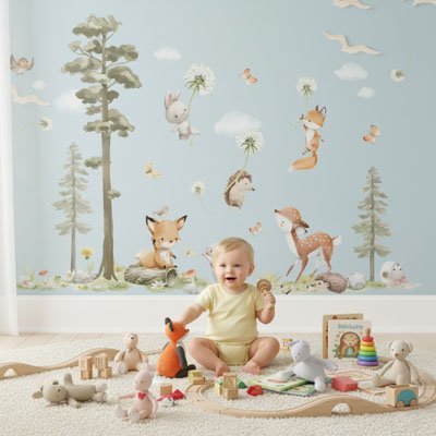 Stickers muraux enfant | Fôret - Savane - Bébé Bambin