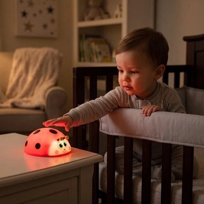 Veilleuse Bébé Coccinelle Sans Fil | Lumière Rouge Douce - Le Monde de Charlo & Clara